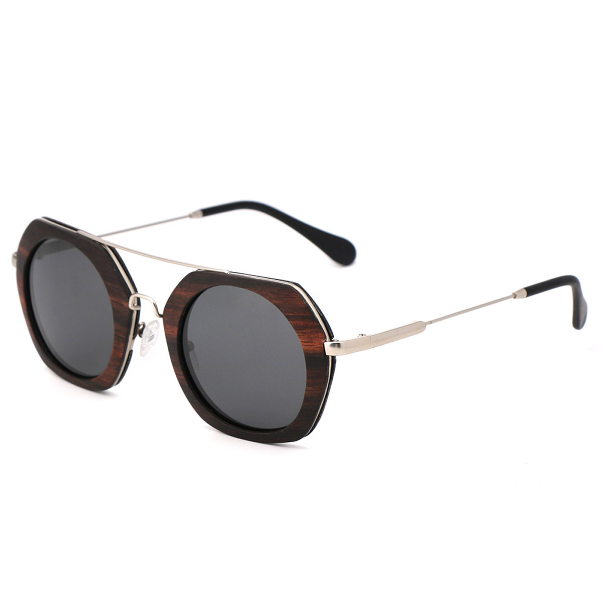 Lunettes de soleil à charpente laminée en bois et en métal