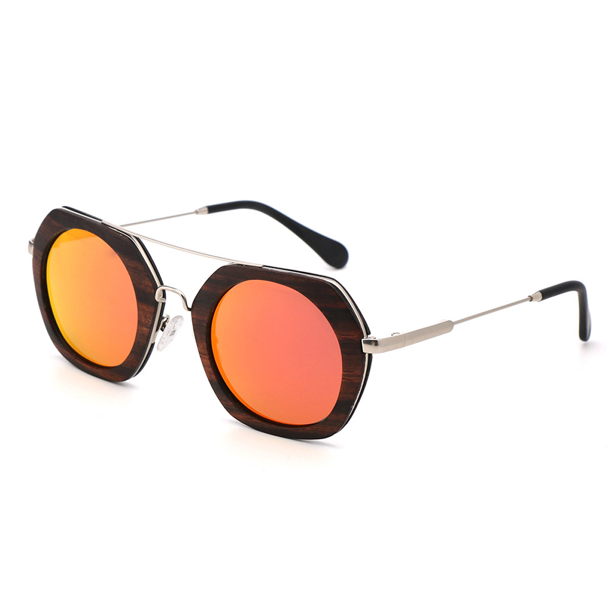 Lunettes de soleil à charpente laminée en bois et en métal
