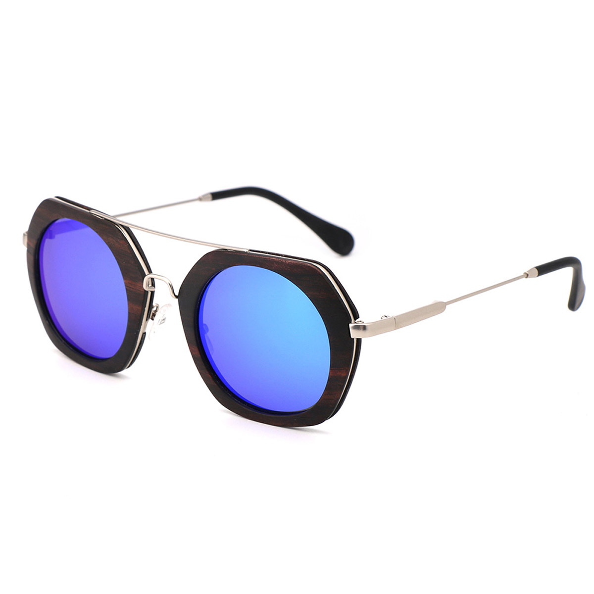 Lunettes de soleil à charpente laminée en bois et en métal