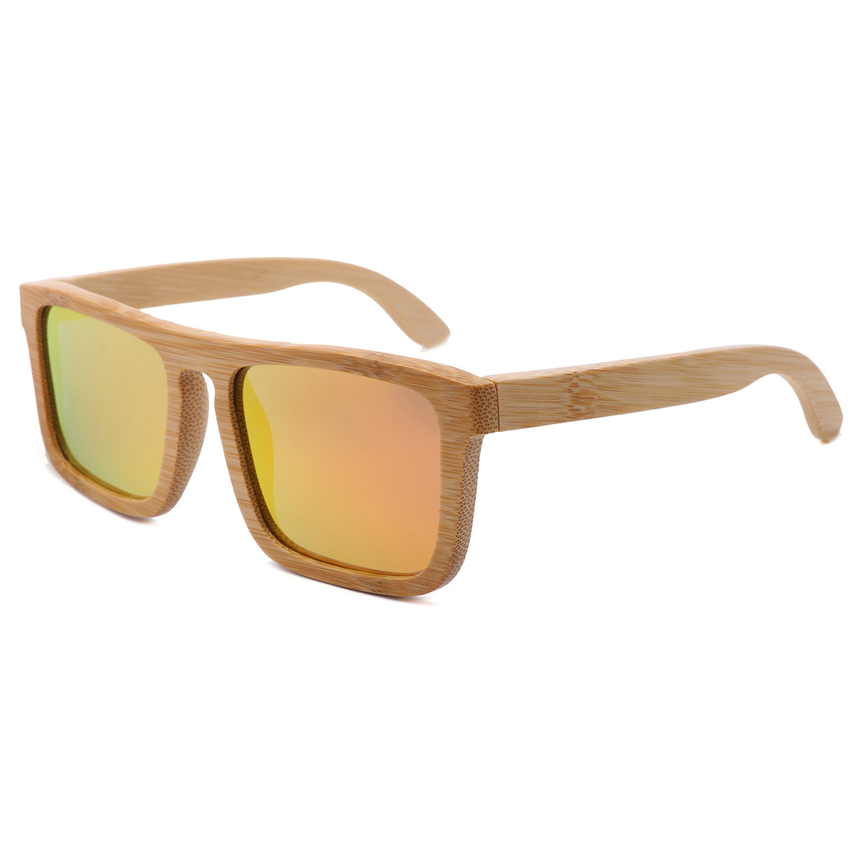 Lunettes de soleil à cadre carré de bambou carré de bambou naturel.