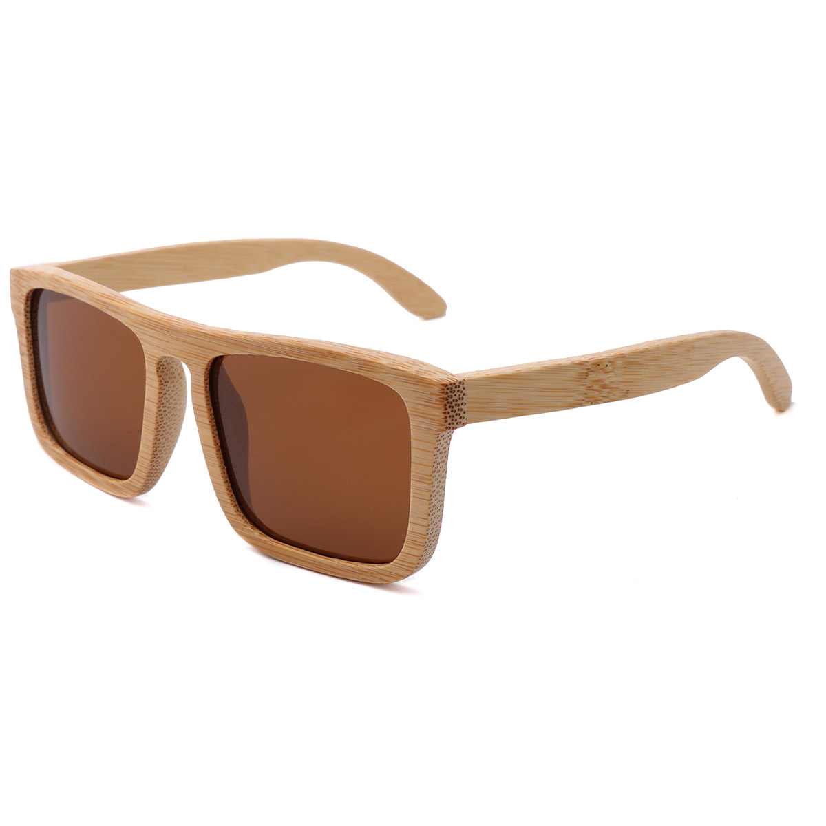 Lunettes de soleil à cadre carré de bambou carré de bambou naturel.