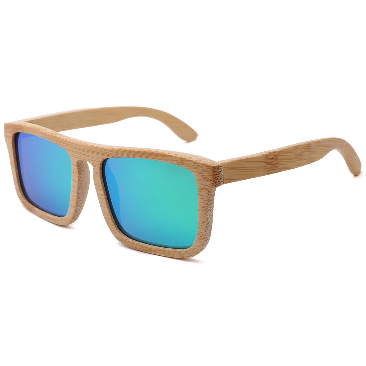 Lunettes de soleil à cadre carré de bambou carré de bambou naturel.