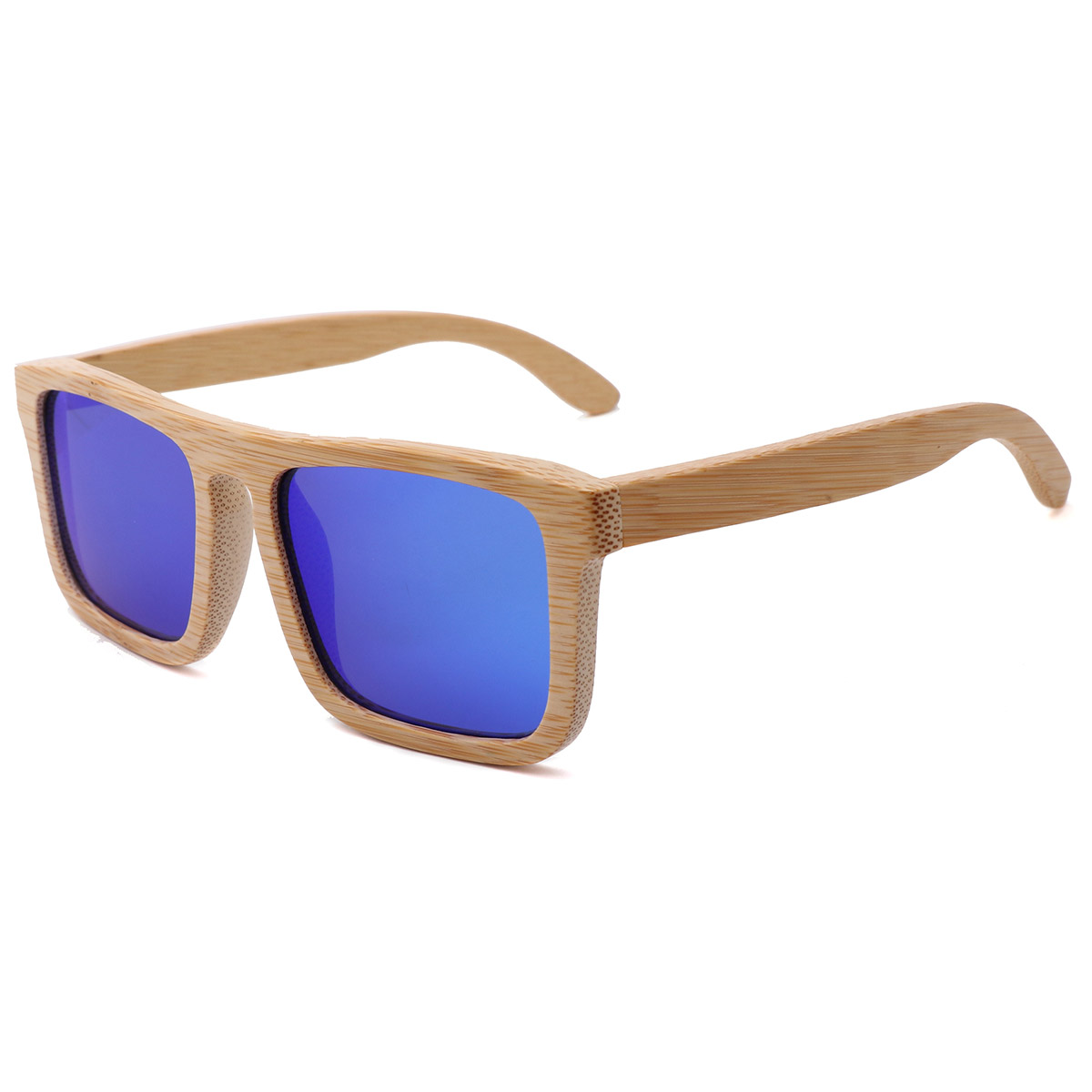 Lunettes de soleil à cadre carré de bambou carré de bambou naturel.