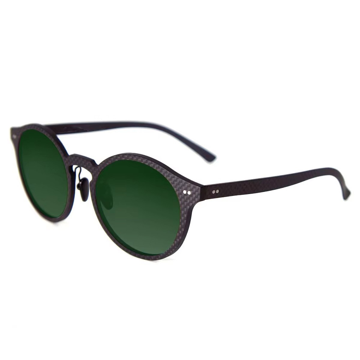 Cadre ronde rétro UV400 Lunettes de soleil en fibre de carbone